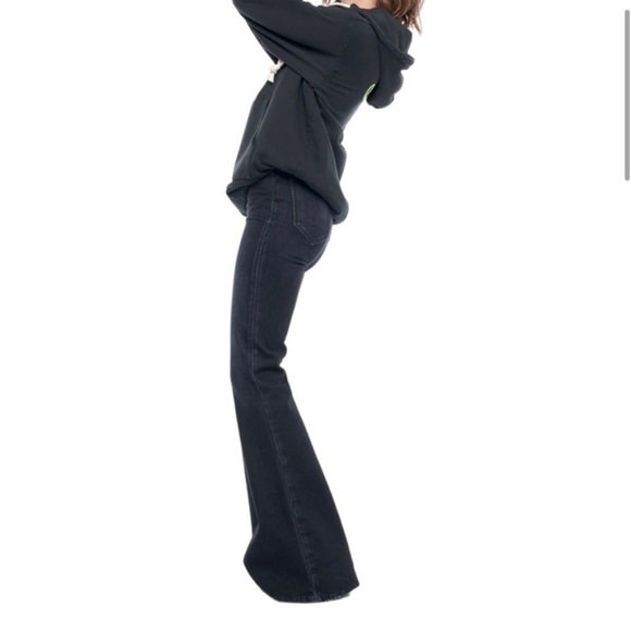 New Sandrine Rose Free People High Waisted Super Flare Jeans 24 índigo - Picture 4 of 8